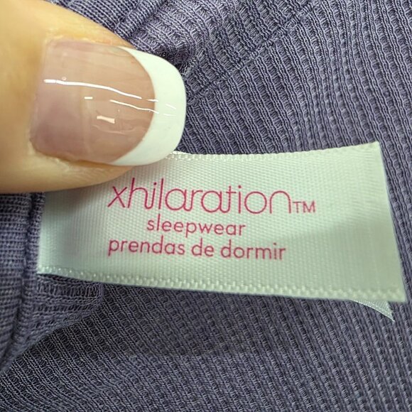 Xhilaration Purple Bell Sleeve Waffle Knit Thermal Pajama Top Shirt Size Small - Picture 9 of 14
